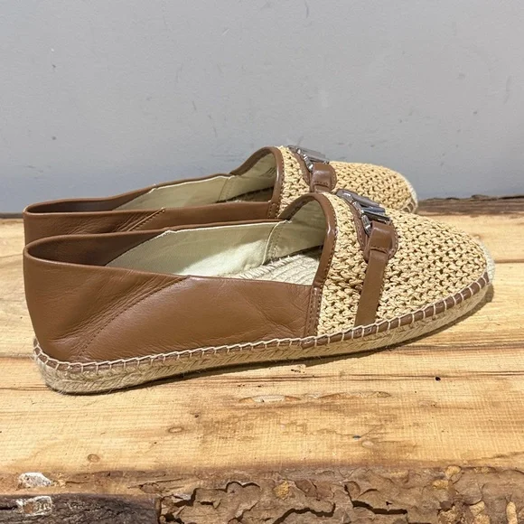 Michael Kors Ember Slip On Leather& Woven Espadrilles Size 10 A35 - Picture 9 of 13